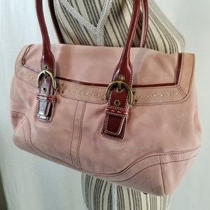 Authentic Coach Pink Suede Shoulder Bag